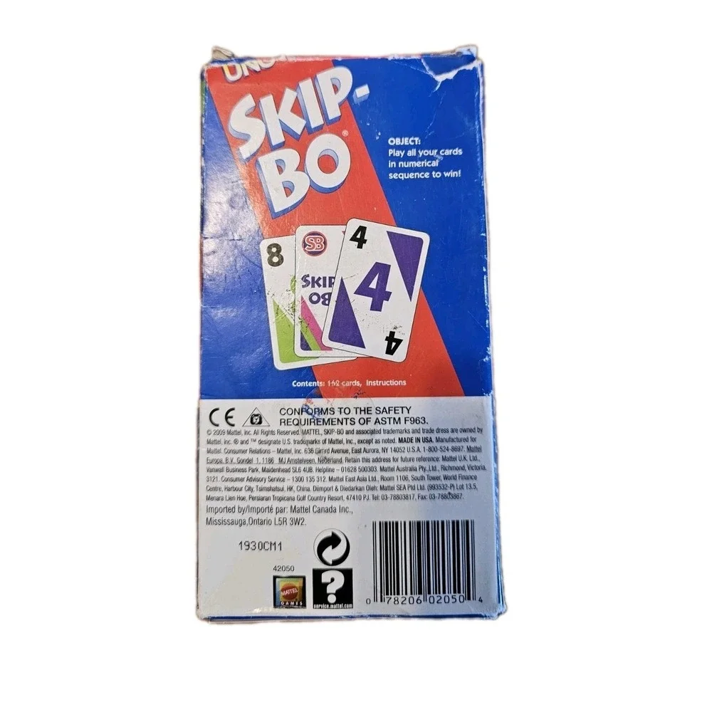 Mattel 42050 Skip-Bo Card Game  Cards 2‎ to 6 Players 2009 Cards Sealed